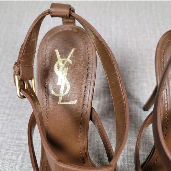 Yves Saint Laurent Tribute Brown Stiletto Strappy Sandals Size 39.5 US 9.5 - Picture 4 of 10